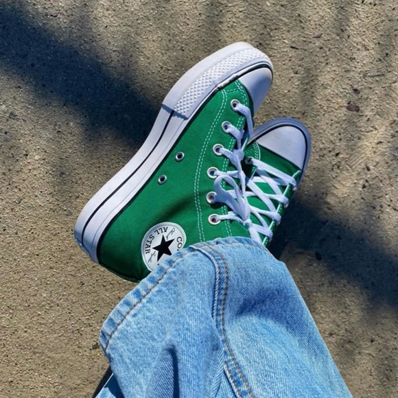 Converse Shoes - Converse Green High-Top Sneakers Platform Green Sz 10.5 woman/8.5 men